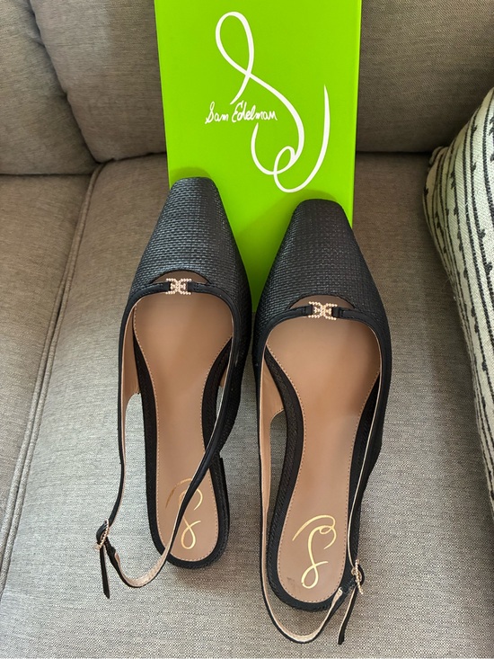 Sam Edelman Shoes - Sam Edelman Black Pointed Slingback Flats with Gold Accent